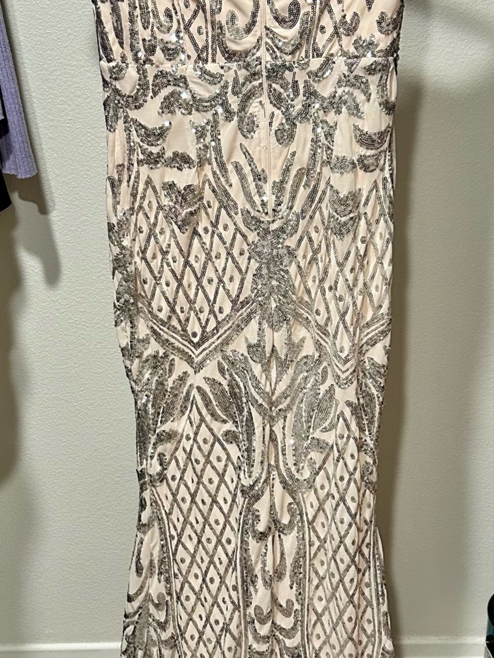 Windsor Champagne Sequin-Embellished Maxi Dress